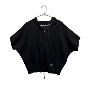 Lie Sang Bong‎ Edition Black Short Sleeve Hoodie | Minimalist Boxy Zip Korean
